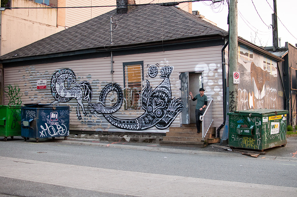 Ola Volo's mural at Main & Broadway, Vancouver