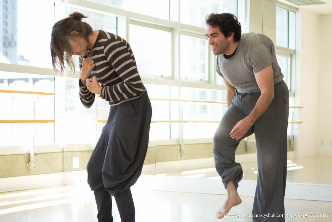 Karen Jamieson and Nathaniel Justiniano rehearsal for Brief Encounters in Vancouver BC 2013. Photo by Ash Tanasiychuk for VANDOCUMENT