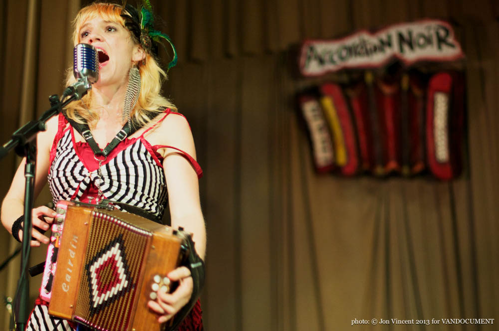 Renee De La Prade @ Accordion Noir Fest, Russian Hall, Vancouver BC, 2013. Photo by Jon Vincent for VANDOCUMENT