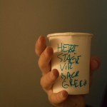 Pitre's set list. On a cup. @ Dynamo Arts Association. Photo by Ash Tanasiychuk for VANDOCUMENT