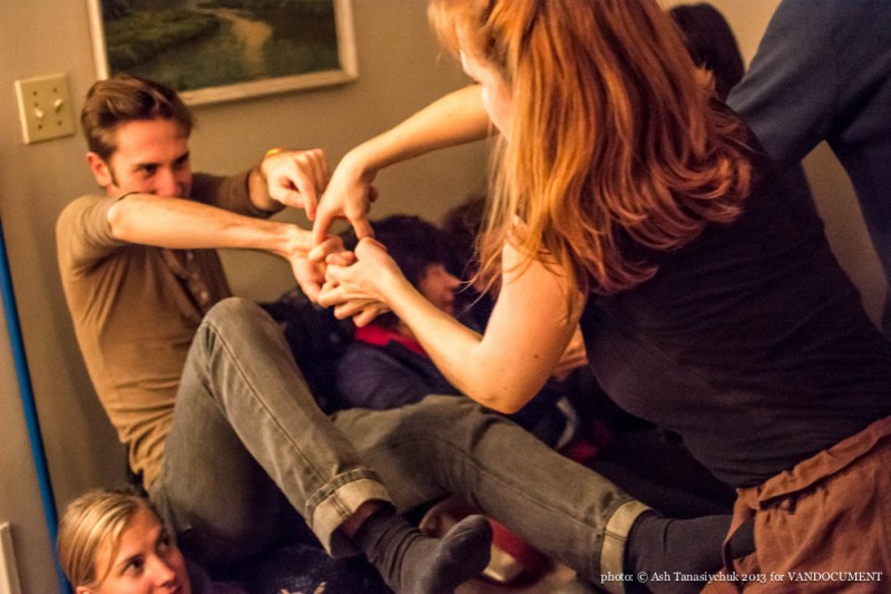 'Music and Movement Mondays' performance at the VANDOCUMENT Six Month House Concert, Vancouver BC, 2013. Photo by Ash Tanasiychuk