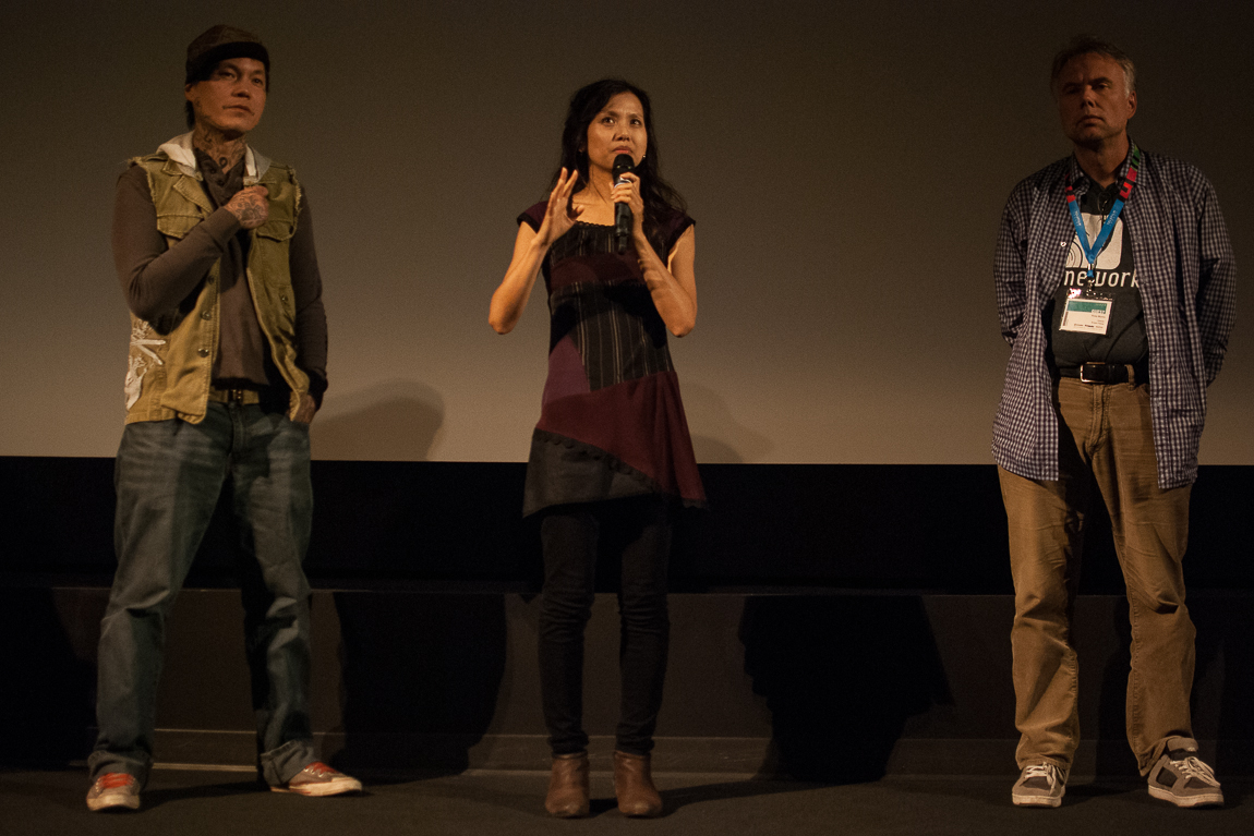 Featured artist Ken Lum, Everything Will Be director Julia Kwan and Broken Palace Director Ross Munro. Vancouver BC 2014. Photo by Andi Icaza-Largaespada for VANDOCUMENT