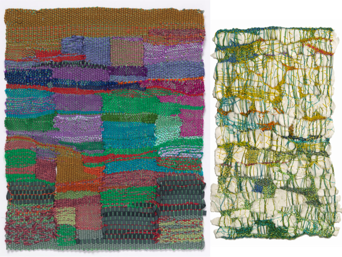Kilometer 177 1/2” and Quarry Spider by Sheila Hicks. Minimes (Hick’s term for her small weavings) in the Cooper Hewitt collection