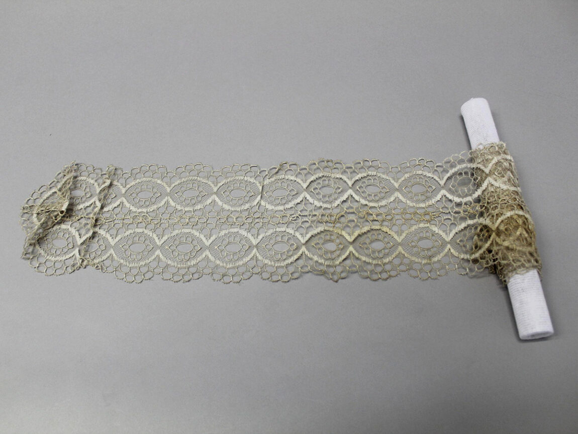 Machine-made blonde silk lace, England; early 19th century.